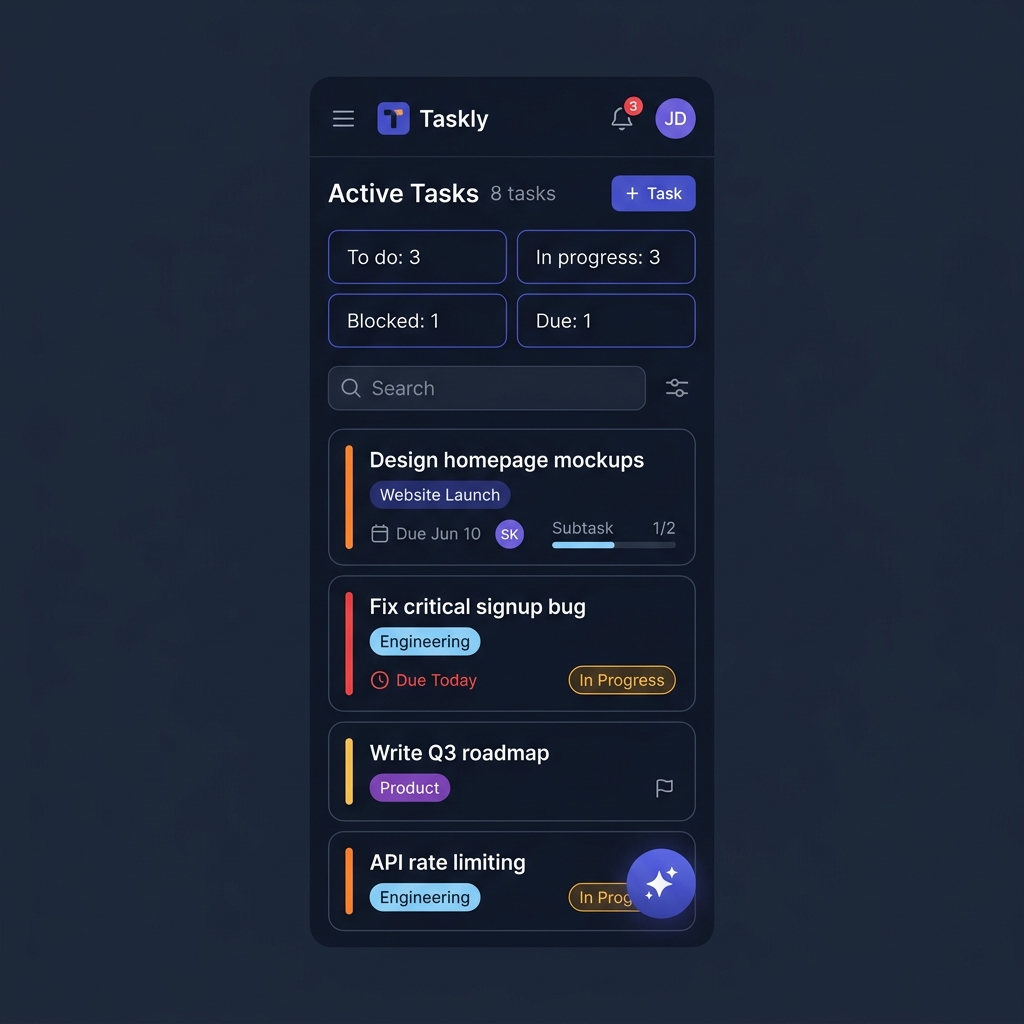 Taskly on mobile